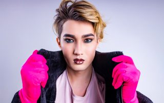 Portrait of stylish fashion non-binary confident and self-acceptance with gender identity