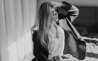 Stylish woman in suit, women's beauty concept, modern unisex fashionable look